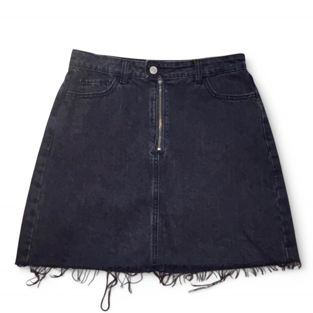 Hollister Co. black denim mini skirt with zipper detail